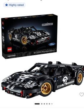 Lego Technic 1966 Black Ford GT40 MK II Race Car Model with Gold Wheels
